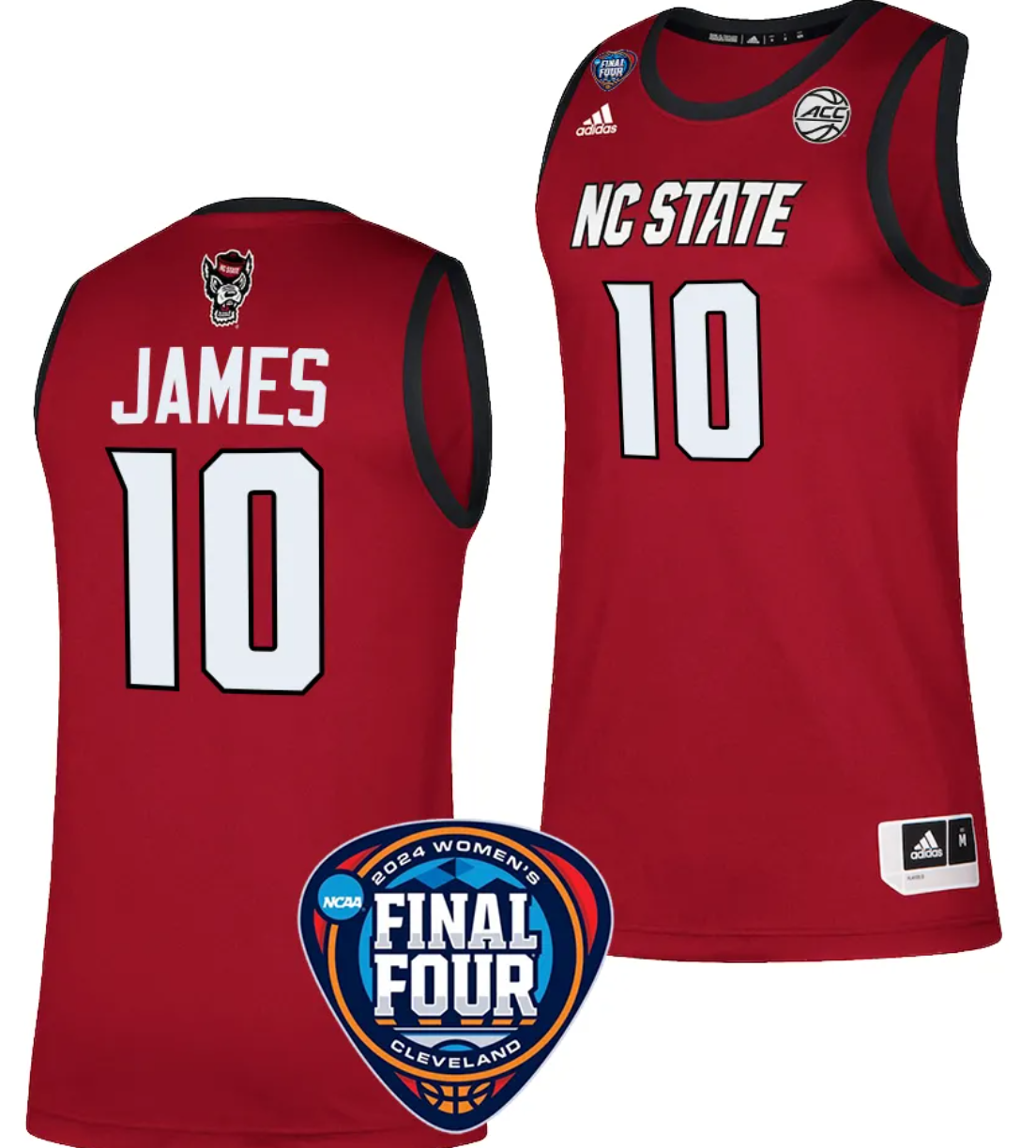 Aziaha James Jersey #10 NC State Wolfpack Basketball 2024 NCAA March Madness Final Four Red