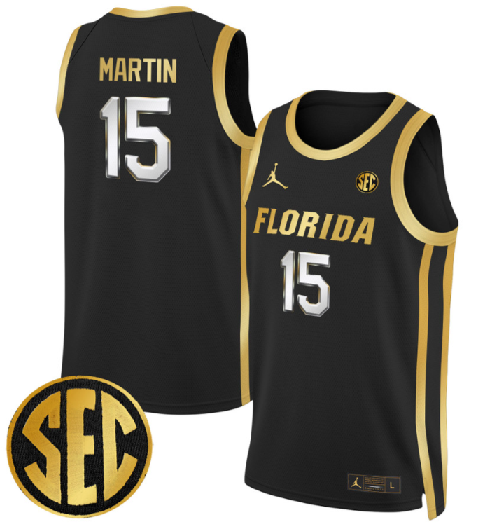 Alijah Martin Jersey #15 Florida Gators Swingman Basketball Stitched Black Gold