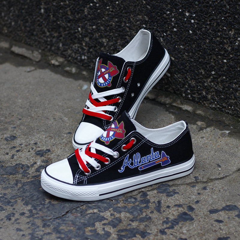 Atlanta Braves Limited Print MLB Baseball Fans Low Top Canvas Shoes Sport Sneakers
