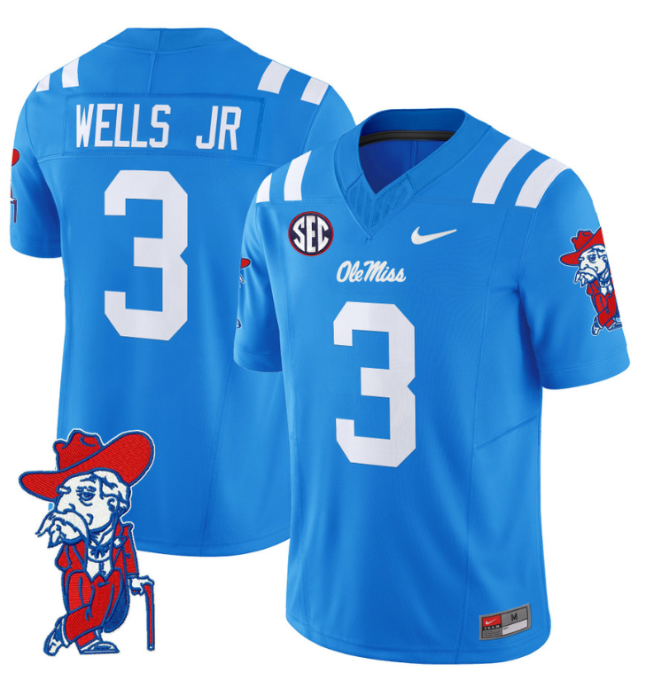Antwane Wells Jr Jersey #3 Ole Miss Rebels Vapor Limited College Football Stitched Red Alternte
