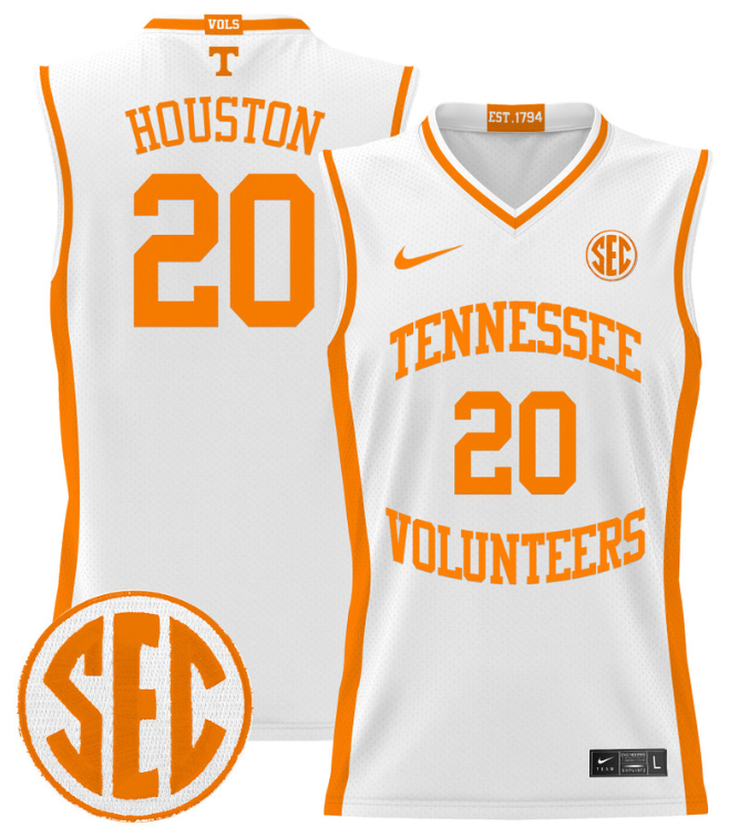 Allan Houston Jersey #20 Tennessee Vols 2024 Lightweight Basketball White