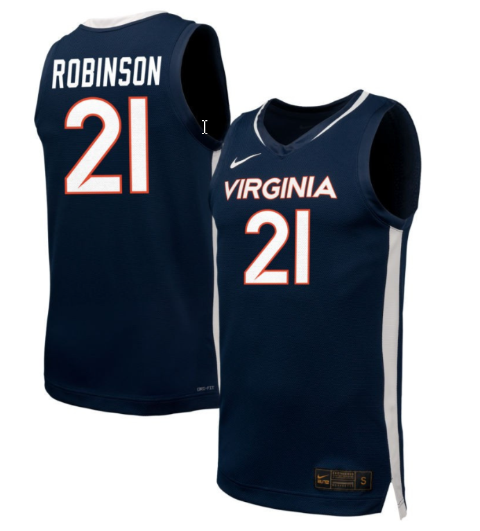 Anthony Robinson Jersey #21 Virginia Cavaliers NIL Basketball Navy