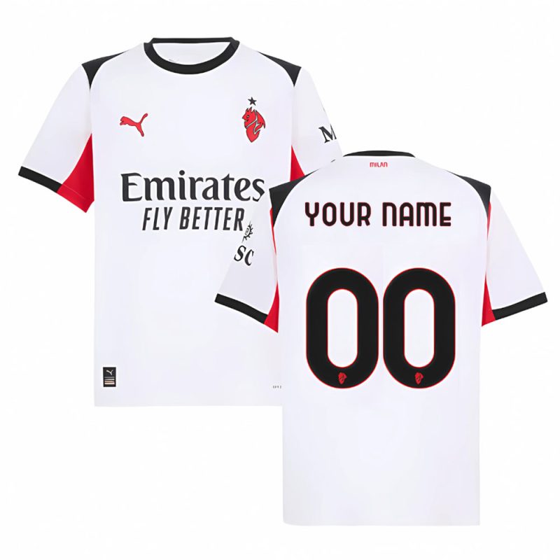 Custom AC Milan 2025-26 Away Match Jersey White