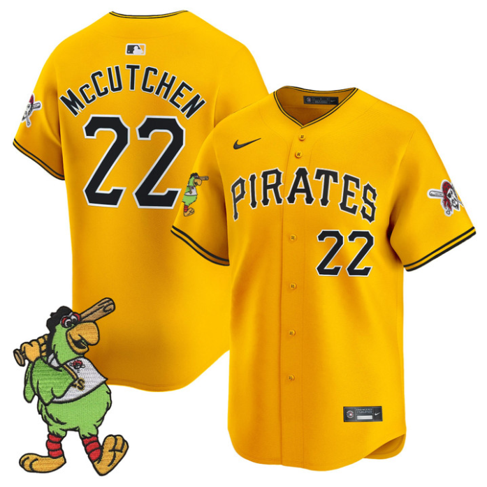 Andrew Mccutchen Jersey #22 Pittsburgh Pirates Pirate Parrot Patch Premier Limited Stitched Gold