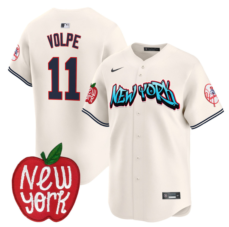 Anthony Volpe Jersey #11 New York Yankees Apple Patch Vapor Premier Limited Stitched Cream