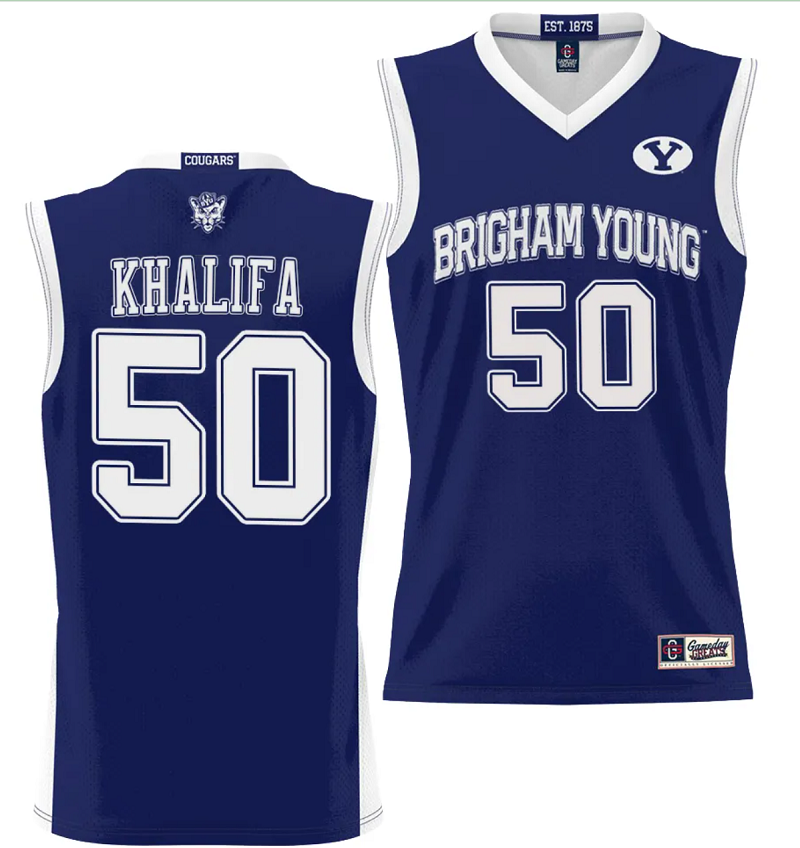 Aly Khalifa Jersey #50 BYU Cougars NIL College Basketball Jersey Lightweight Navy