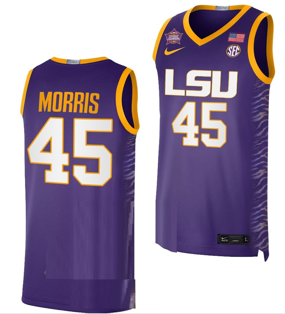 Alexis Morris Jersey LSU Tigers 2023 NCAA Basketball National Champions Purple #45