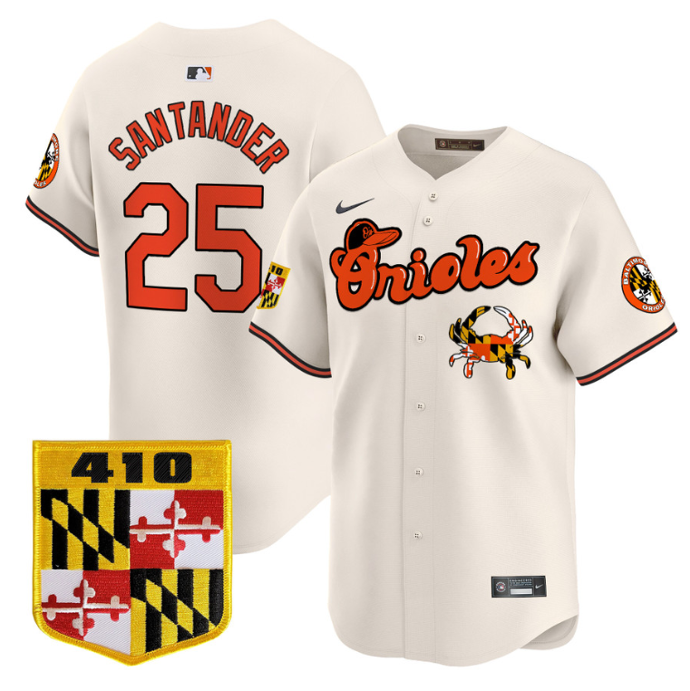 Anthony Santander Jersey #25 Baltimore Orioles 410 & Chesapeake Crab Patch Limited Stitched Cream