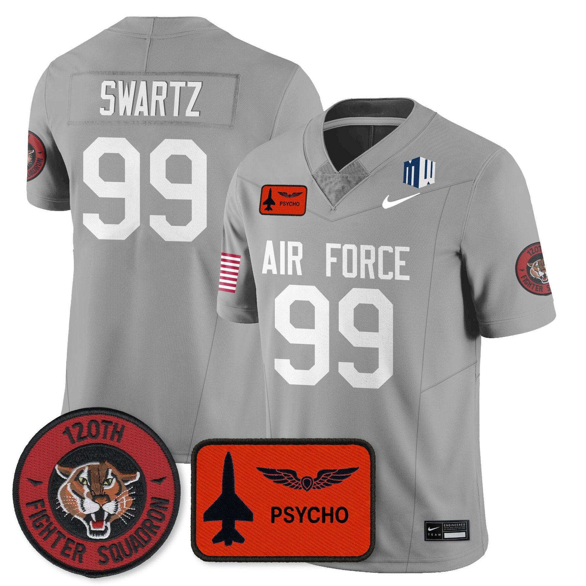 Aidan Swartz Jersey #99 Air Force 2025 Honor F-16 Stitched 120th Fighter