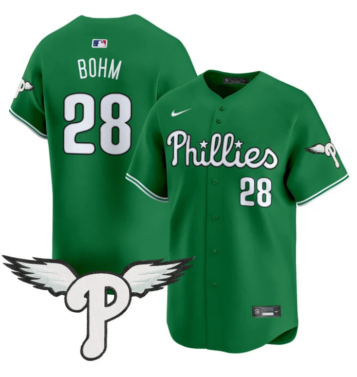Alec Bohm Jersey #28 Philadelphia Phillies 2025 Vapor Premier Limited Stitched Kelly Green