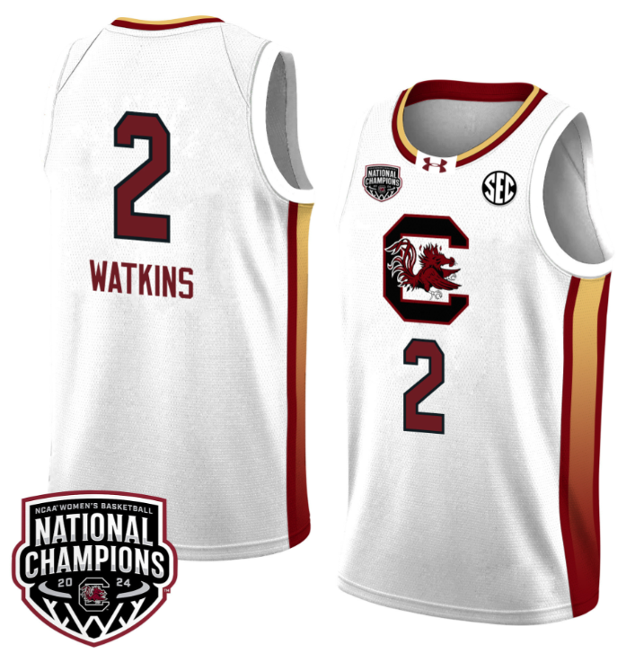 Ashlyn Watkins Jersey #2 South Carolina Gamecocks 2024 NCAA Basketball National Champions White Yellow