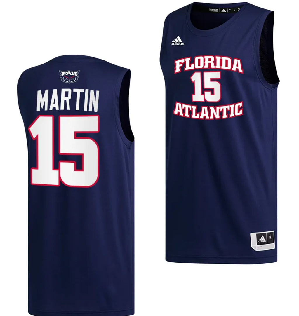 Alijah Martin Jersey #15 FAU Owls College Basketball Replica Navy