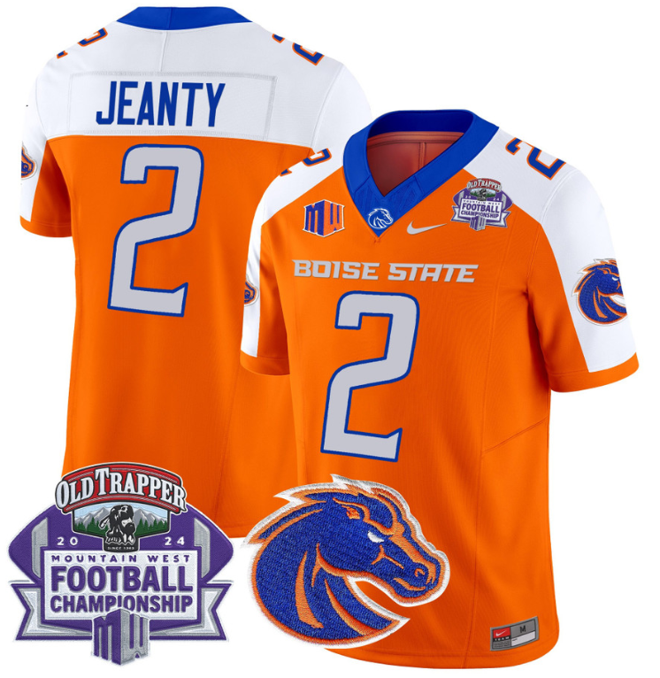 Ashton Jeanty Jersey #2 Boise State Broncos 2024 Championship Vapor Orange Alternate