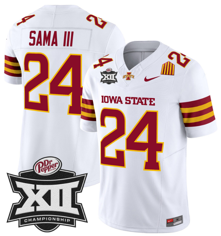 Abu Sama III Jersey #24 Iowa State 2024 Championship Patch Vapor White