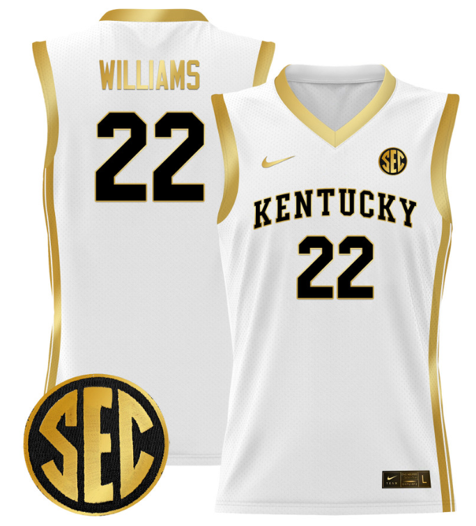 Amari Williams Jersey #22 Kentucky Wildcats Lightweight Basketball White Gold