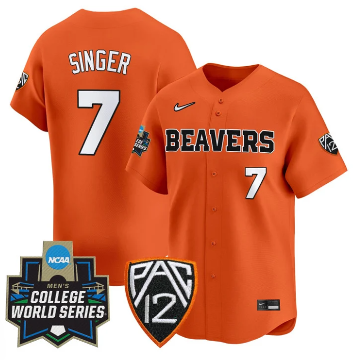 AJ Singer Jersey #7 Oregon State Beavers 2025 World Series Stitched Orange