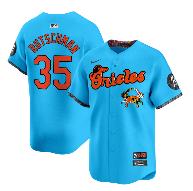 Adley Rutschman Jersey #35 Baltimore Orioles Maryland Blue Crab Vapor Stitched Light Blue