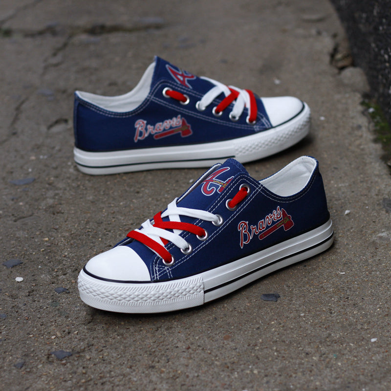 Atlanta Braves Limited Print MLB Baseball Fans Low Top Canvas Shoes Sport Sneakers T-DAC71L