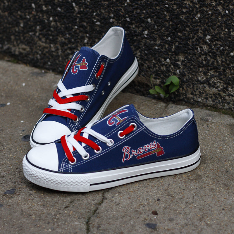Atlanta Braves Limited Print MLB Baseball Fans Low Top Canvas Shoes Sport Sneakers T-DAC71L