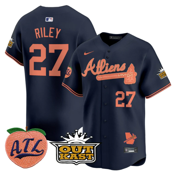 Austin Riley Jersey #27 Atlanta Braves Atliens Peach Vapor Premier Limited Stitched