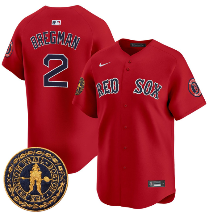 Alex Bregman Jersey #2 Boston Red Sox Freedom Trail Patch Vapor Premier Limited Stitched Red