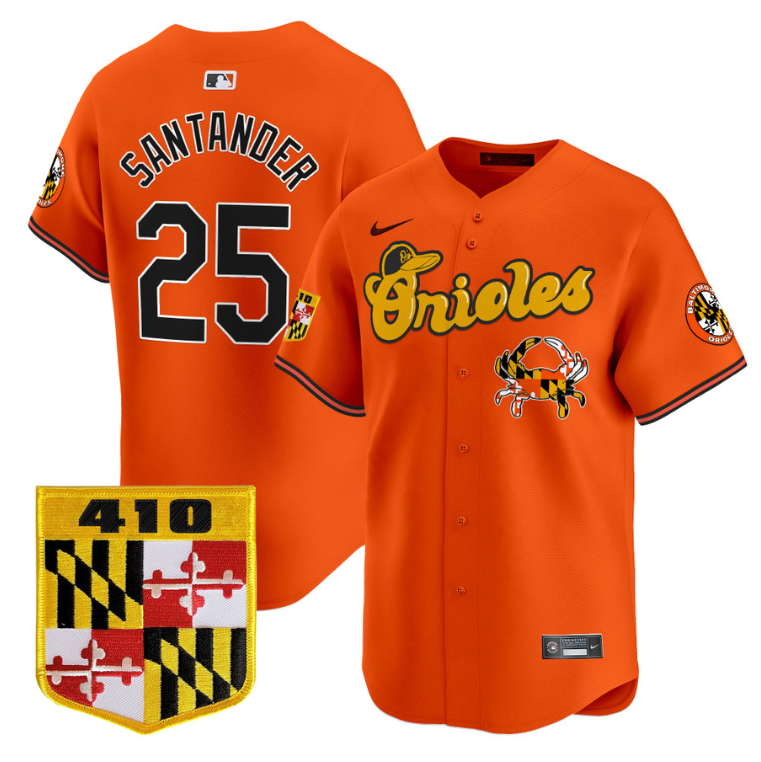 Anthony Santander Jersey #25 Baltimore Orioles 410 & Chesapeake Crab Patch Limited Stitched Orange