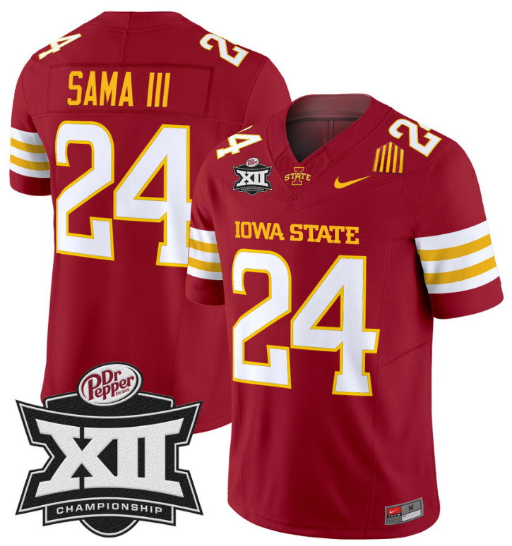Abu Sama III Jersey #24 Iowa State 2024 Championship Patch Vapor Cardinal