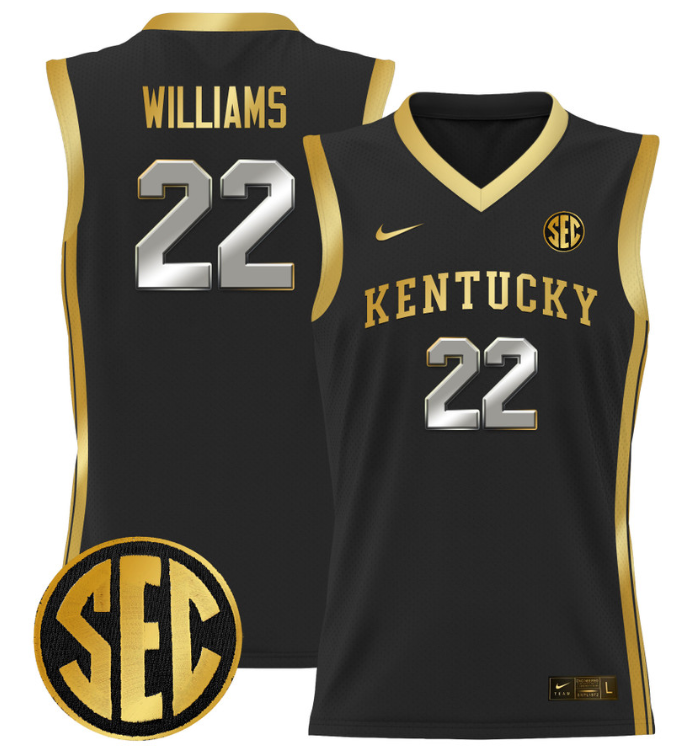 Amari Williams Jersey #22 Kentucky Wildcats Lightweight Basketball Black Gold