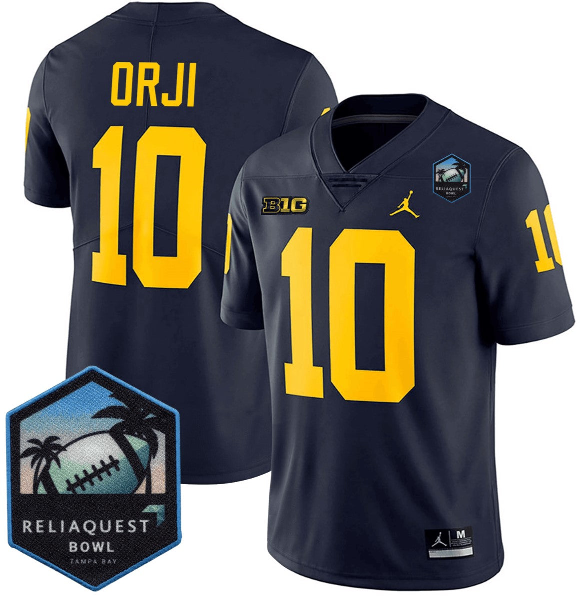 Alex Orji Jersey #10 Michigan Wolverines ReliaQuest Bowl Patch Vapor Navy