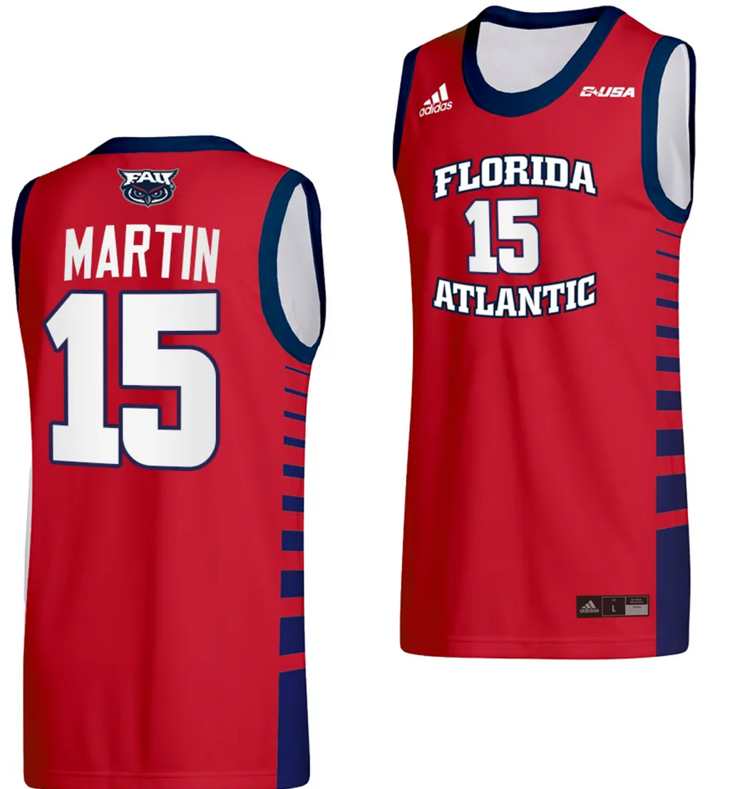 Alijah Martin Jersey #15 FAU Owls College Basketball Replica Red
