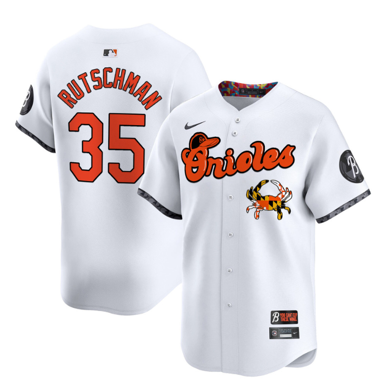 Adley Rutschman Jersey #35 Baltimore Orioles Maryland Blue Crab Vapor Stitched White