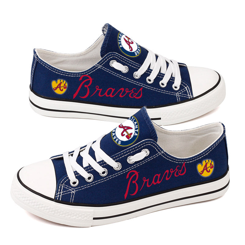 Atlanta Braves Limited Print MLB Baseball Fans Low Top Canvas Shoes Sport Sneakers