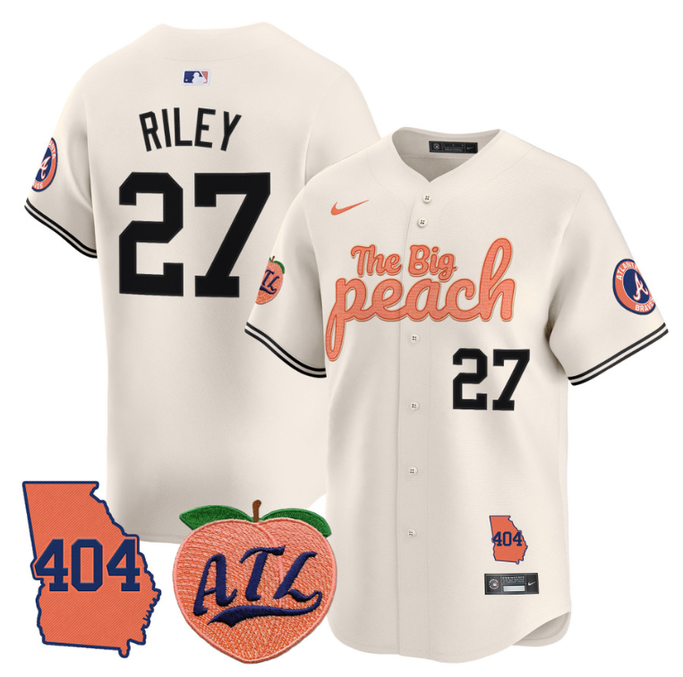 Austin Riley Jersey #27 Atlanta Braves 404 & The Big Peach Premier Limited Stitched Cream