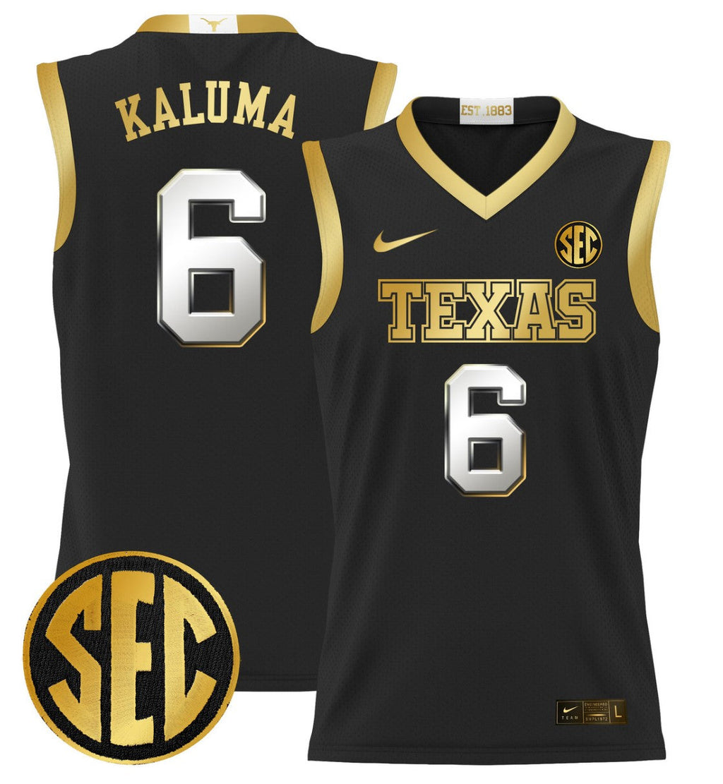 Arthur Kaluma Jersey #6 Texas Longhorns 2024 Lightweight Basketball Black Gold