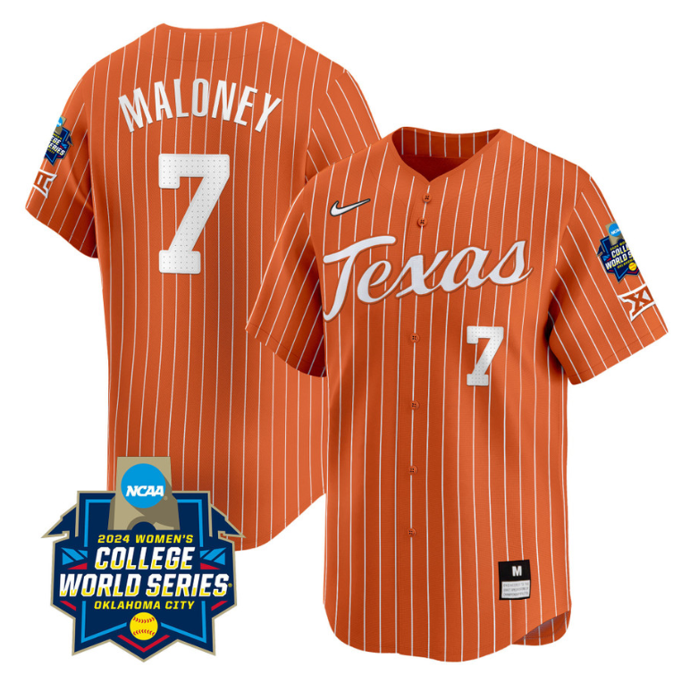 Ashton Maloney Jersey #7 Texas AM Aggies 2024 College World Series Patch Vapor Premier Limited NCAA Baseball Stitched Pinstripe Orange