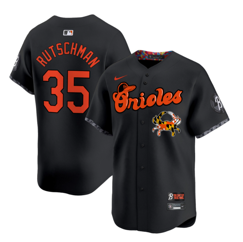 Adley Rutschman Jersey #35 Baltimore Orioles Maryland Blue Crab Vapor Stitched Black