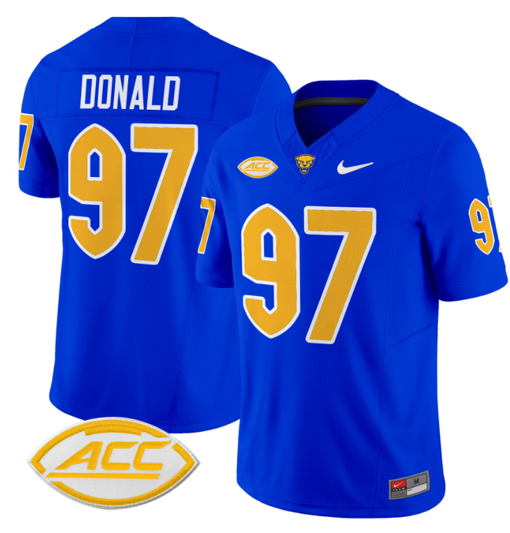 Aaron Donald Jersey #97 Pittsburgh Panthers Vapor Limited College Football Stitched Royal