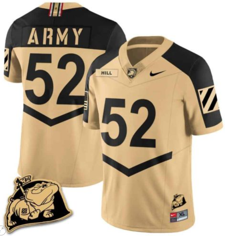 Austin Hill Jersey #52 Army Black Knights Jersey Rocky The Bulldog Patch Vapor Limited College Football Stitched Gold Alternate