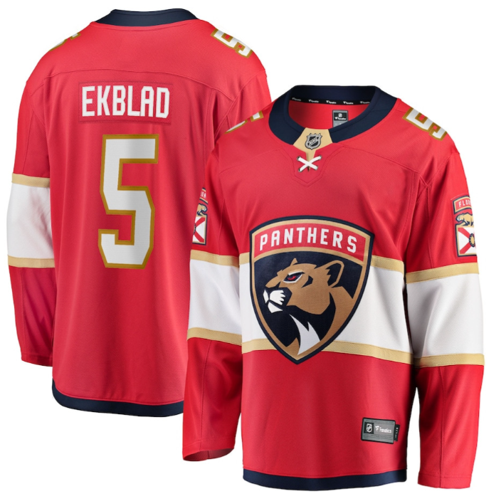 Aaron Ekblad 5 Florida Panthers 2025 Breakaway Player Men Jersey Red