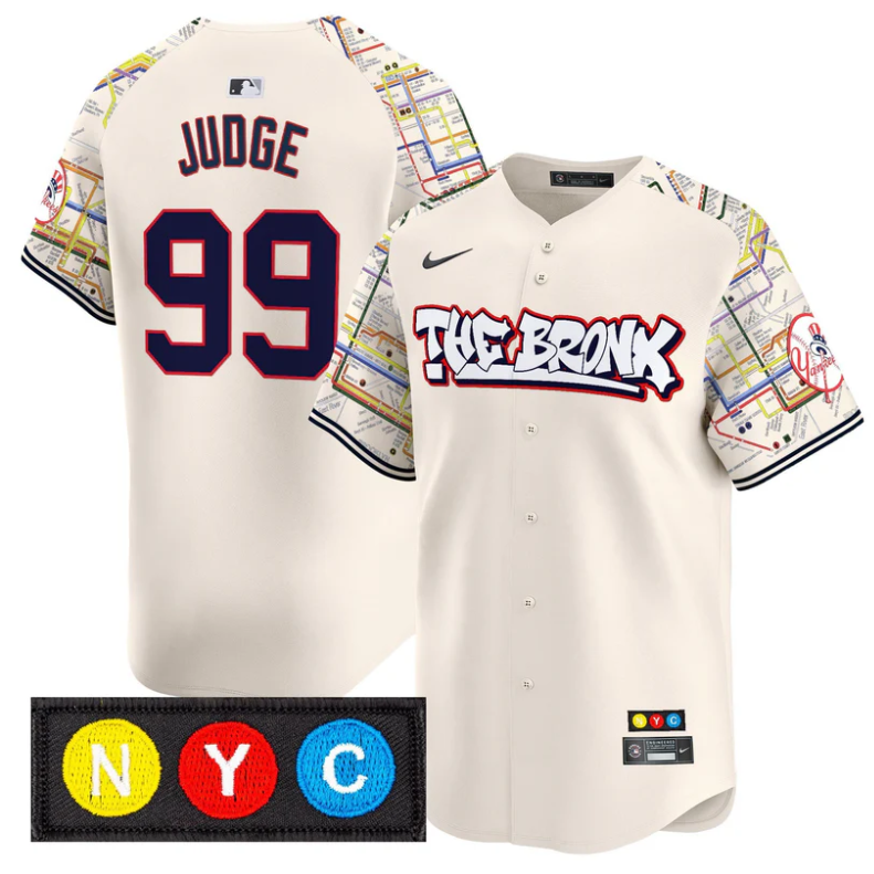 Aaron Judge Jersey #99 New York Yankees The Bronx Subway Style Premier Stitched Cream
