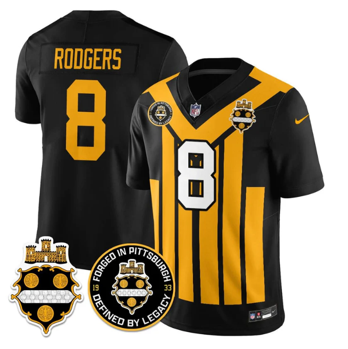 Aaron Rodgers Jersey #8 Alternate 1933 Throwback Limited All Stitched Black