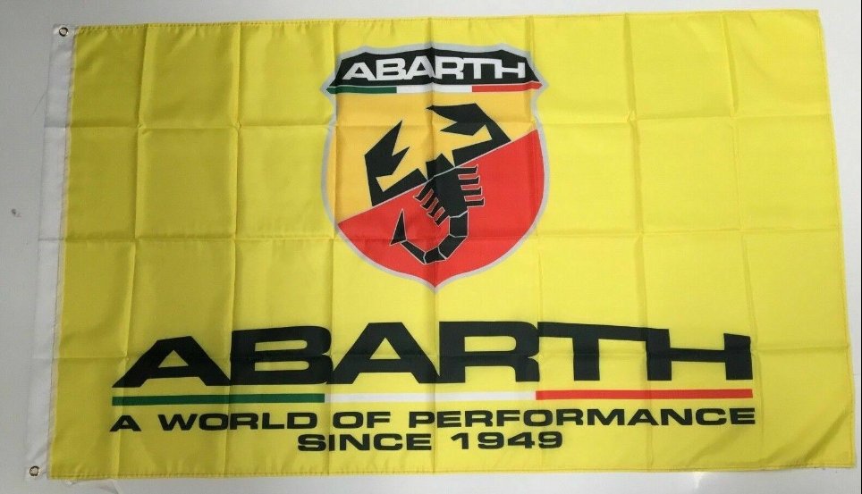 Abarth Banner Flag - Car Scorpion Fiat Spider Racing Mechanic Workshop Man Cave 3x5ft