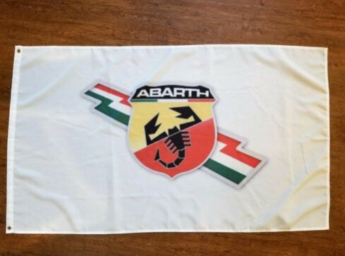 Abarth Racing White Flag 3X5 Ft Polyester Banner USA 90x150cm