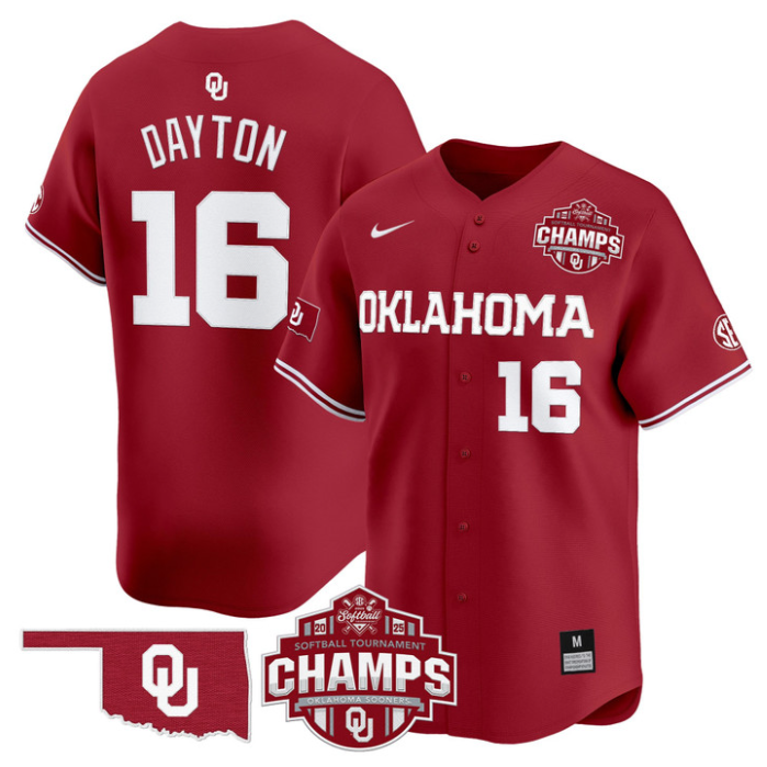 Abigale Dayton Jersey #16 Oklahoma Sooners 2025 SEC Champions Patch Limited Stitched Crimson