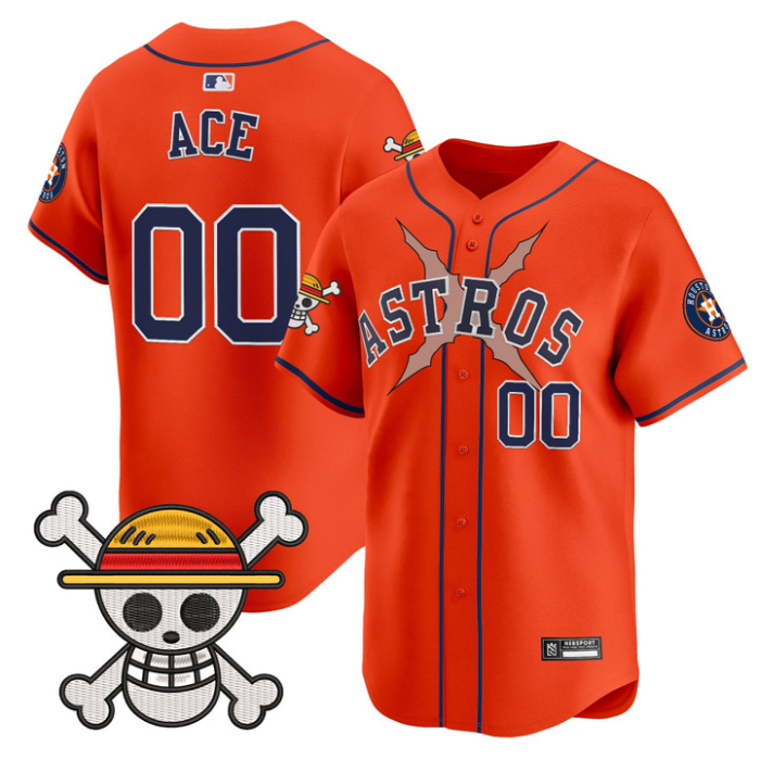 Ace Jersey #00 Houston Astros One Piece 2025 Vapor Limited Stitched Orange