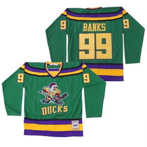 Adam Banks #99 Mighty Ducks Hockey Jersey Green