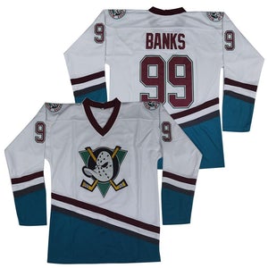 Adam Banks #99 Mighty Ducks Hockey Jersey White