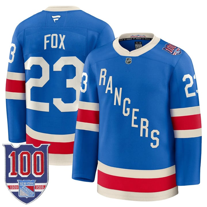 Adam Fox Jersey #23 New York Rangers 1926 Throwback 100th Patch Stitched