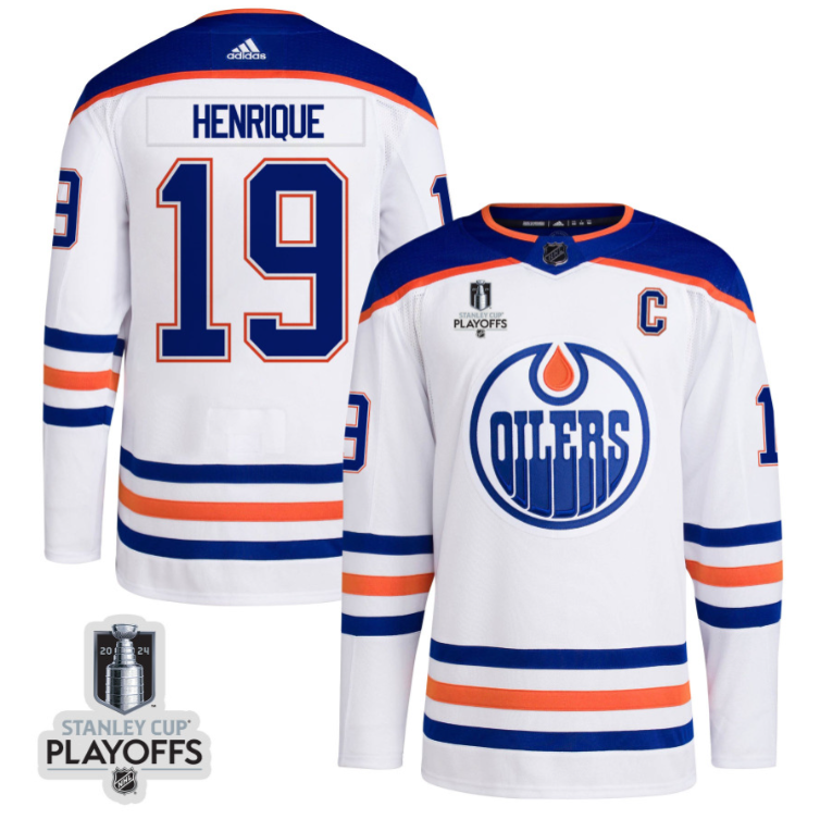 Adam Henrique 19 Edmonton Oilers 2024 NHL Playoffs Patch Away Jersey - Men, White