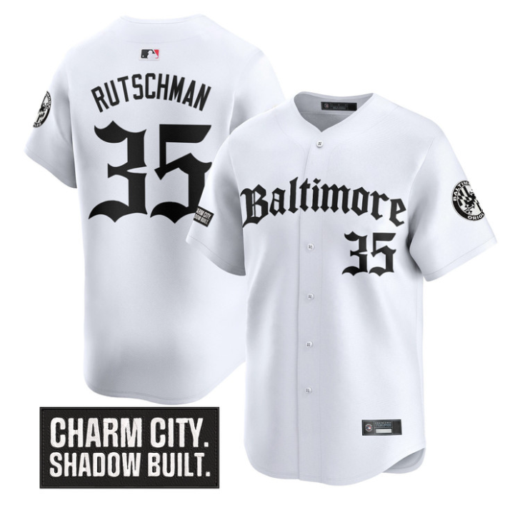 Adley Rutschman Jersey #35 Baltimore Orioles Gothic Harbor Edition White